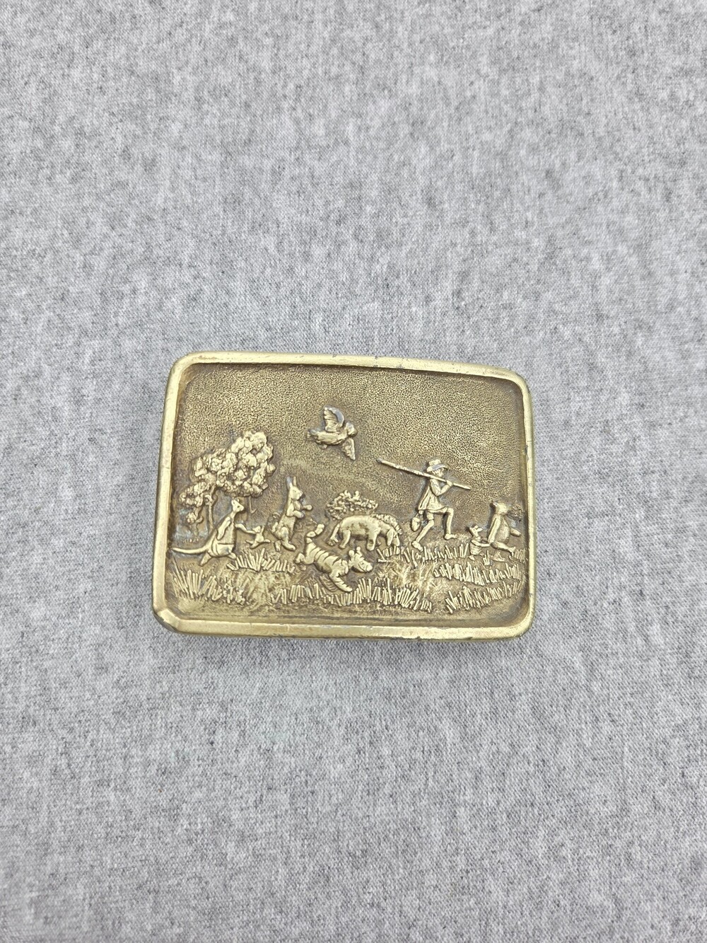 1976 Winnie the Pooh Solid Brass Belt Buckle Indiana Metal Craft Vintage